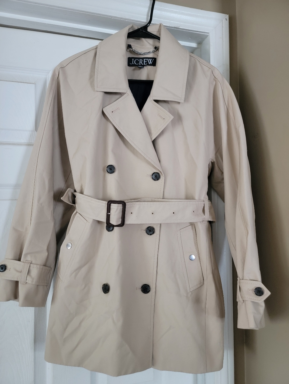 J. Crew Tan Double-Breasted Trench Coat with Belt